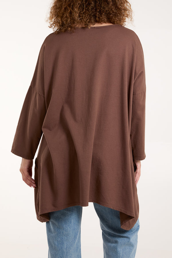 Qed London Asymmetric Hem Long Sleeve Top