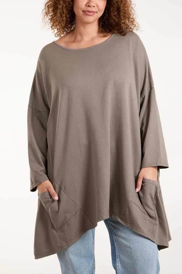 Qed London Asymmetric Hem Long Sleeve Top