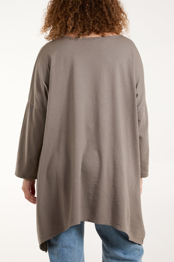 Qed London Asymmetric Hem Long Sleeve Top