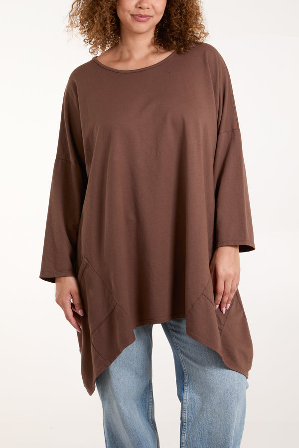 qed london Asymmetric Hem Long Sleeve Top
