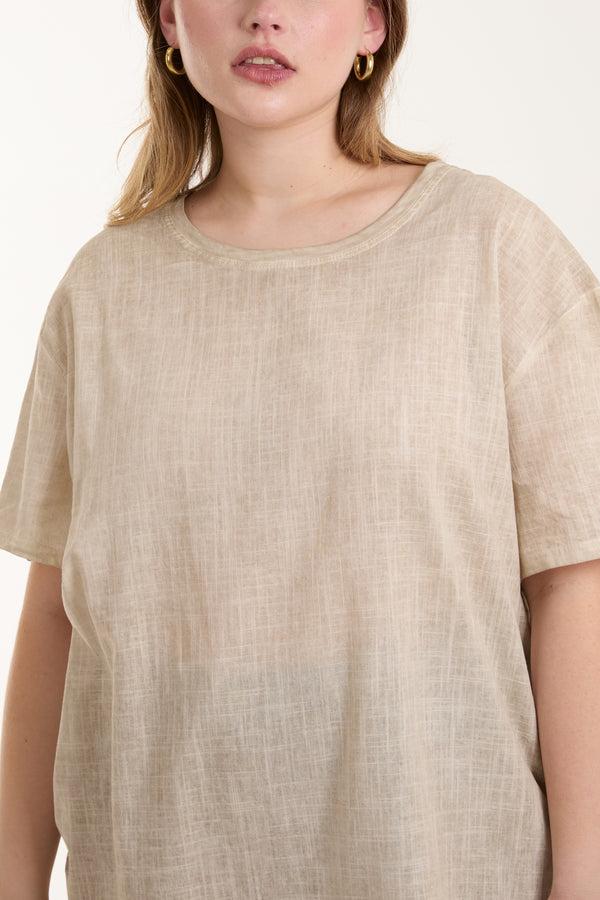 Qed London Asymmetric Hem Stone Wash Top