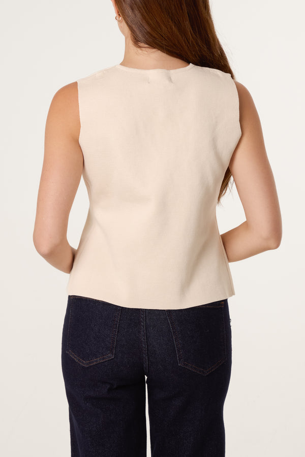 Qed London Asymmetric Knitted Waistcoat