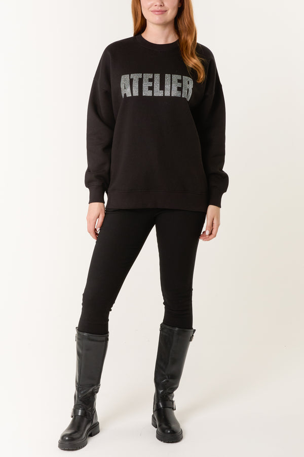 Qed London 'Atelier' Diamante Sweatshirt