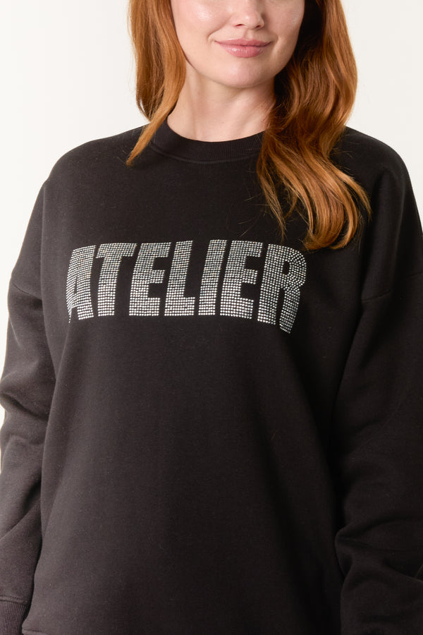 Qed London 'Atelier' Diamante Sweatshirt