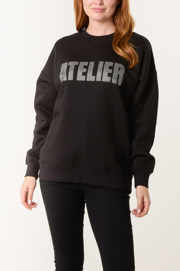 Qed London 'Atelier' Diamante Sweatshirt