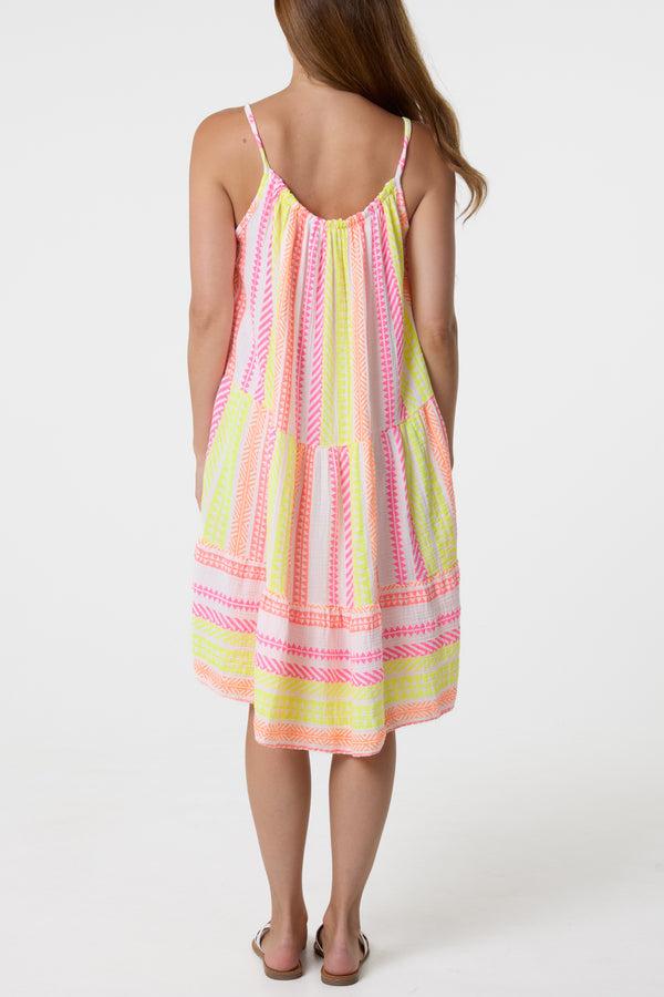 Qed London Aztec Cheesecloth Cami Mini Dress