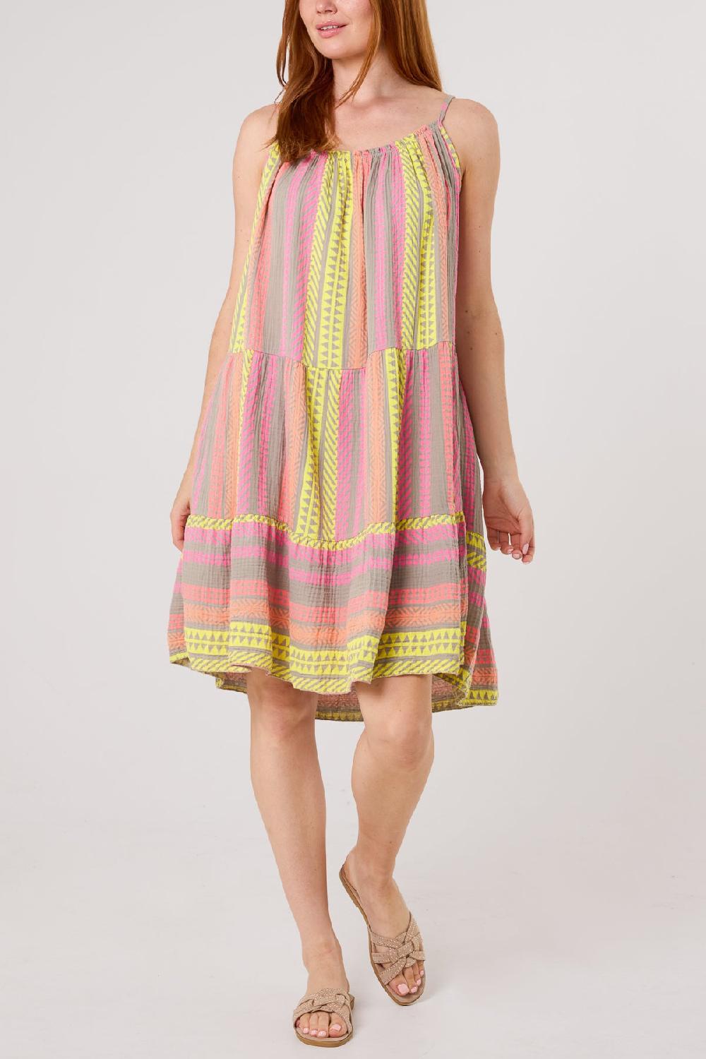 Qed London Aztec Cheesecloth Cami Mini Dress