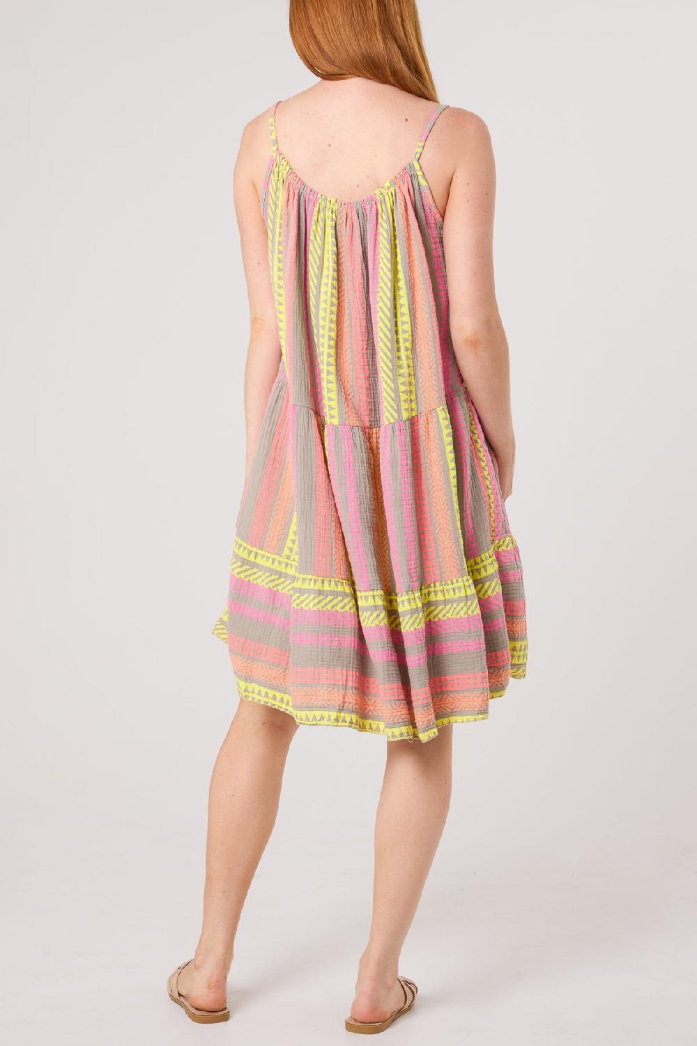 Qed London Aztec Cheesecloth Cami Mini Dress