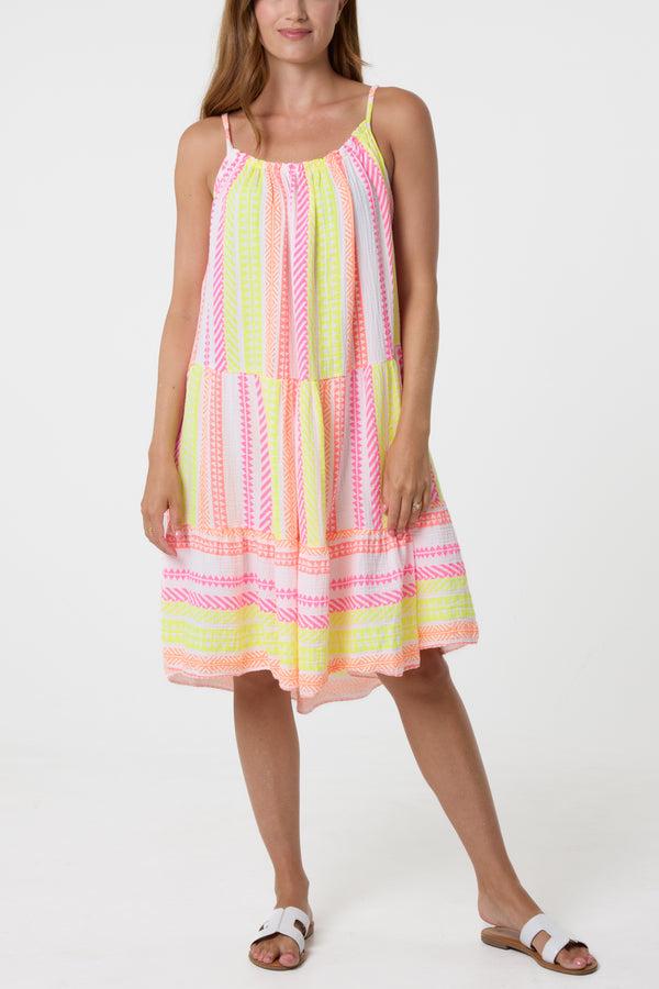 qed london Aztec Cheesecloth Cami Mini Dress