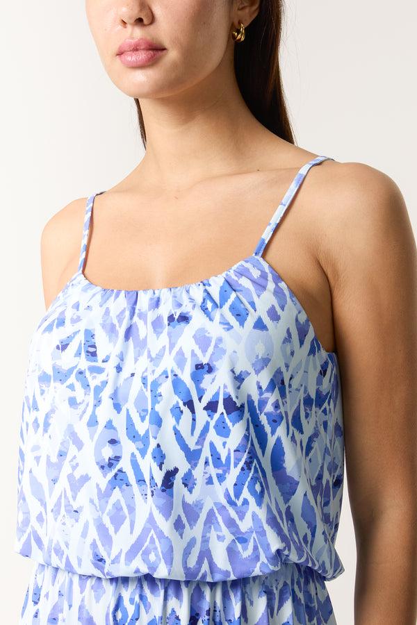 Qed London Aztec Print Cami Puffball Maxi Dress