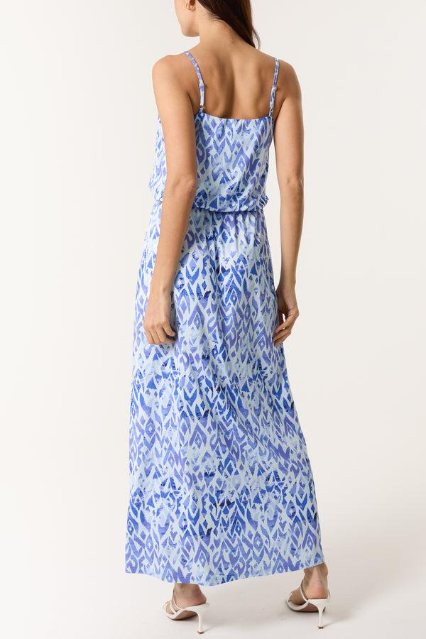 Qed London Aztec Print Cami Puffball Maxi Dress