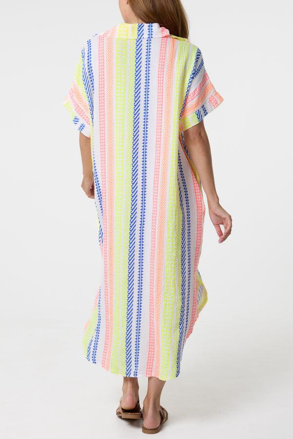 Qed London Aztec Print Cheesecloth Collar Dress