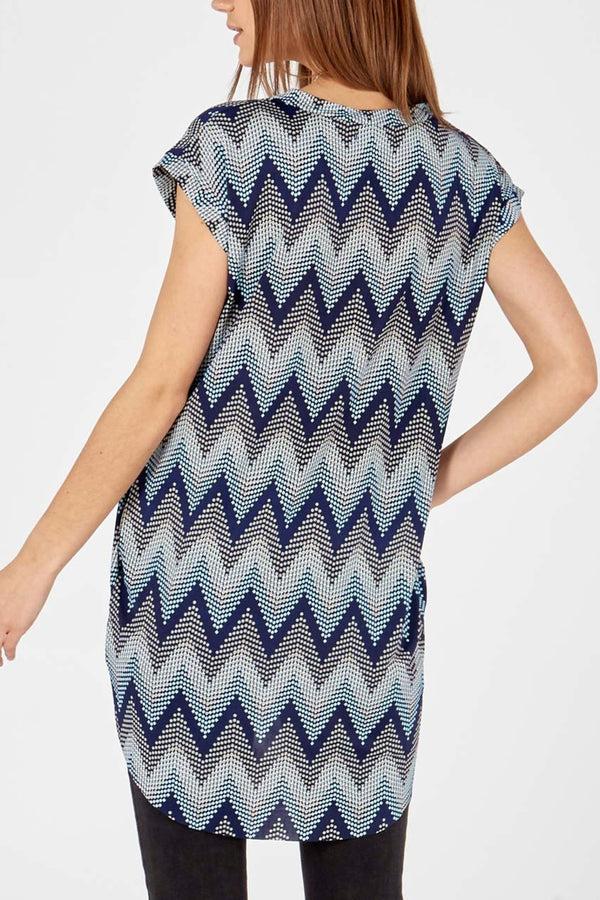 Qed London Aztec Print Oversized Necklace Top