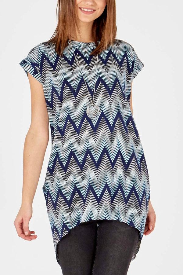 qed london Aztec Print Oversized Necklace Top