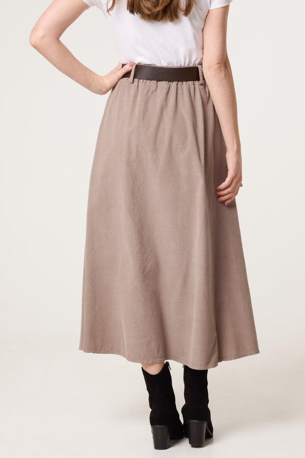 Qed London Baby Corduroy Belted Midi Skirt