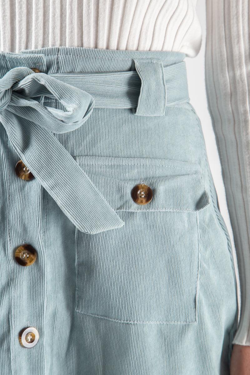Qed London Babycord Button Front Skirt
