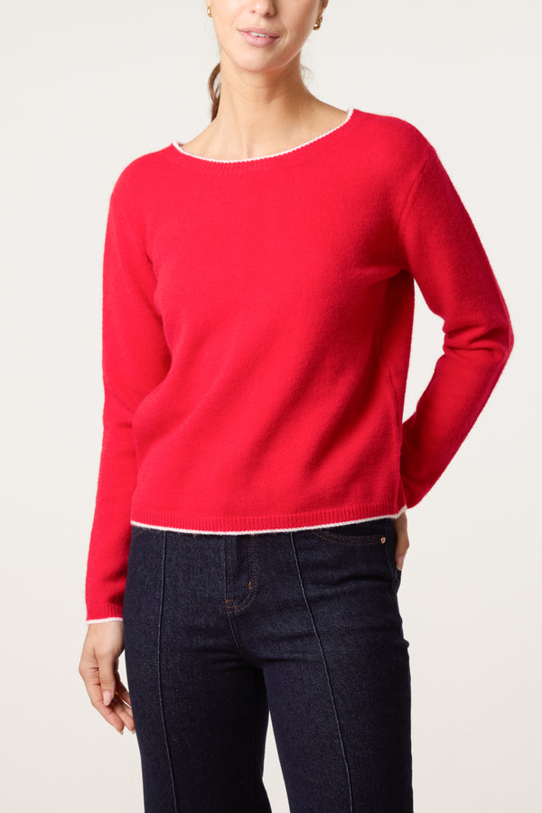 Qed London Back Gingham Bow Jumper