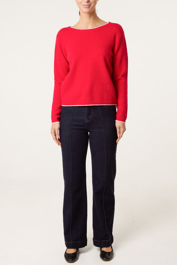 Qed London Back Gingham Bow Jumper