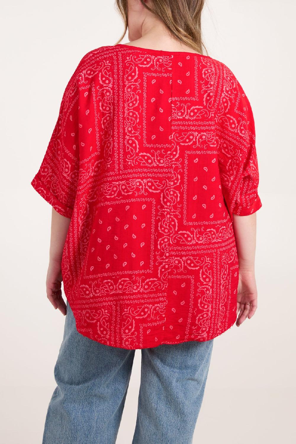 Qed London Bandana Print Short Sleeve Top