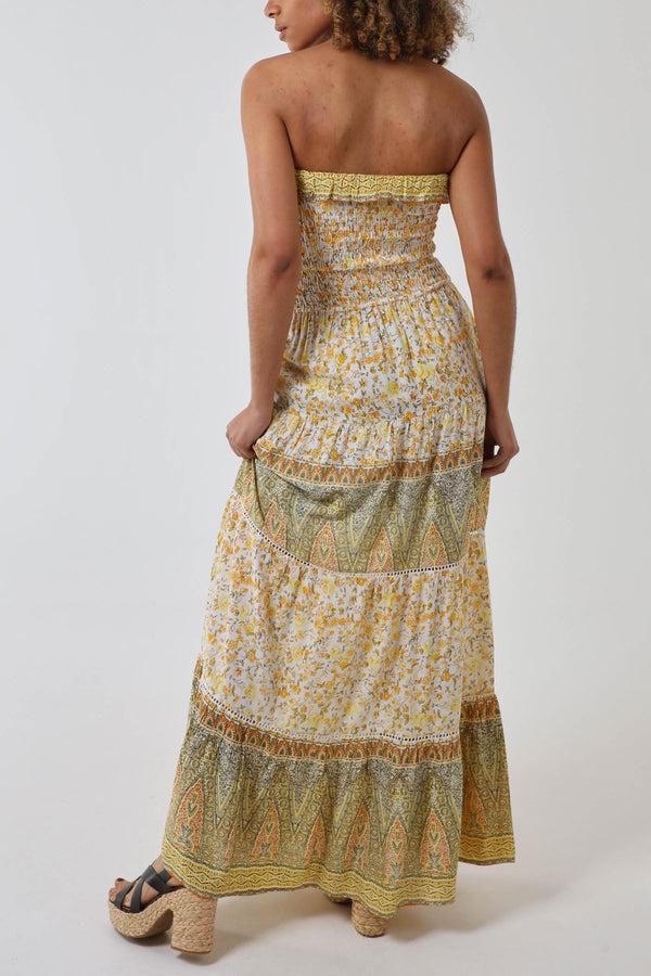 Qed London Bandeau Floral & Shell Maxi Dress