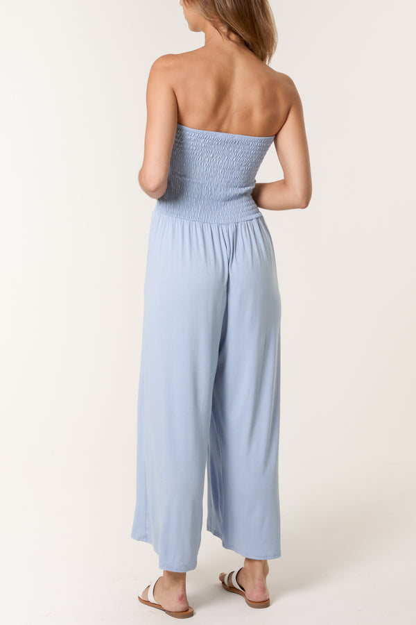 Qed London Bandeau Shirred Jumpsuit