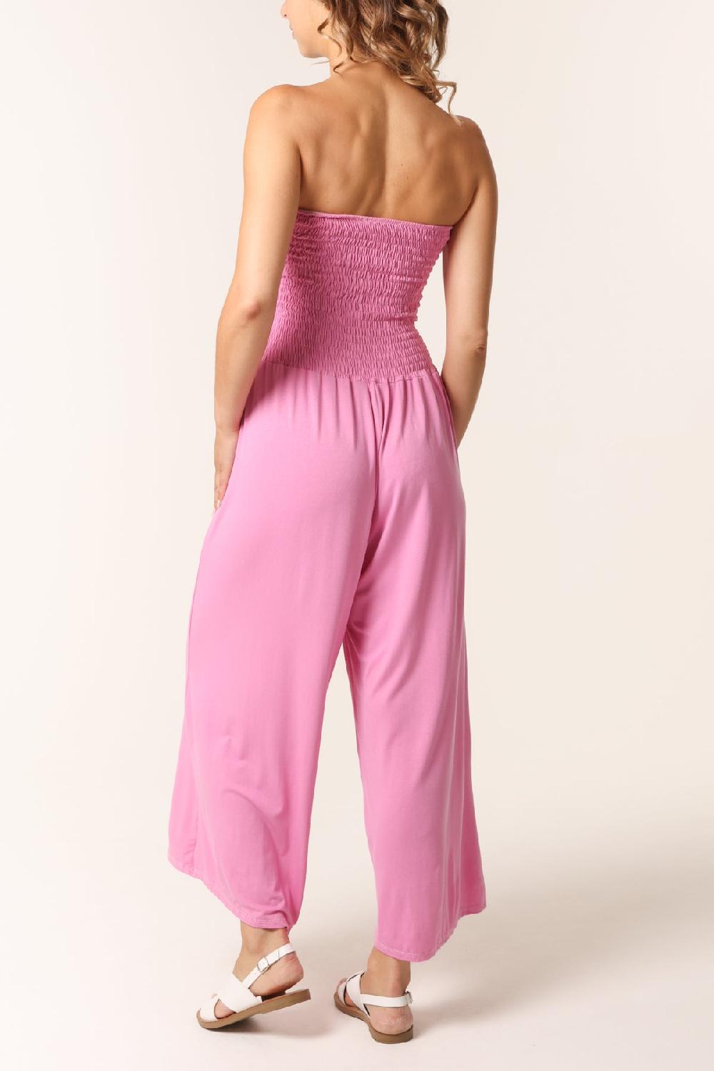 Qed London Bandeau Shirred Jumpsuit