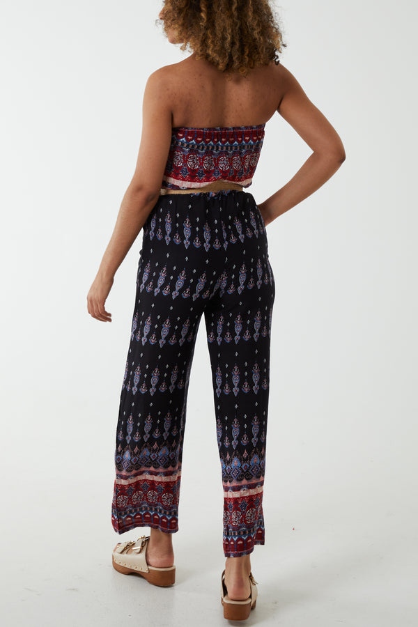 Qed London Baroque Belted Bandeau Jumpsuit