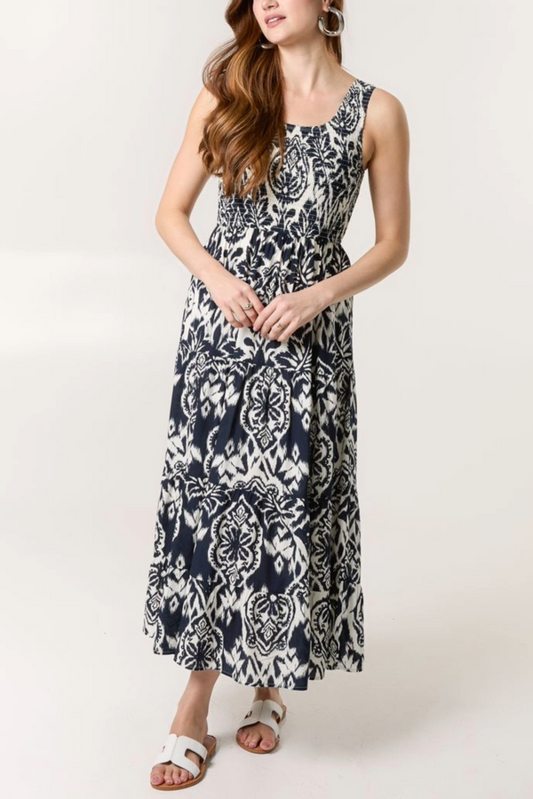 Qed London Baroque Shirred Top Midi Dress