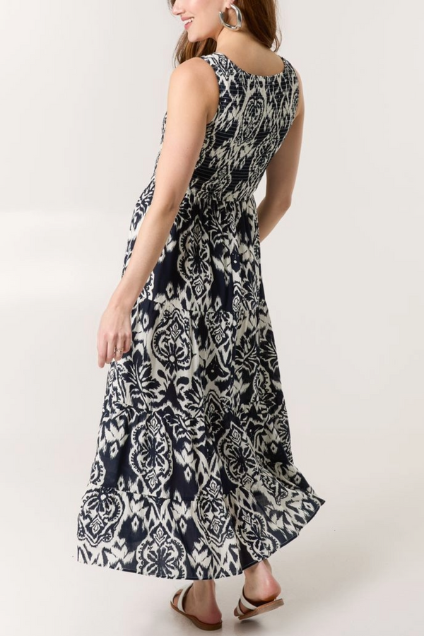 Qed London Baroque Shirred Top Midi Dress