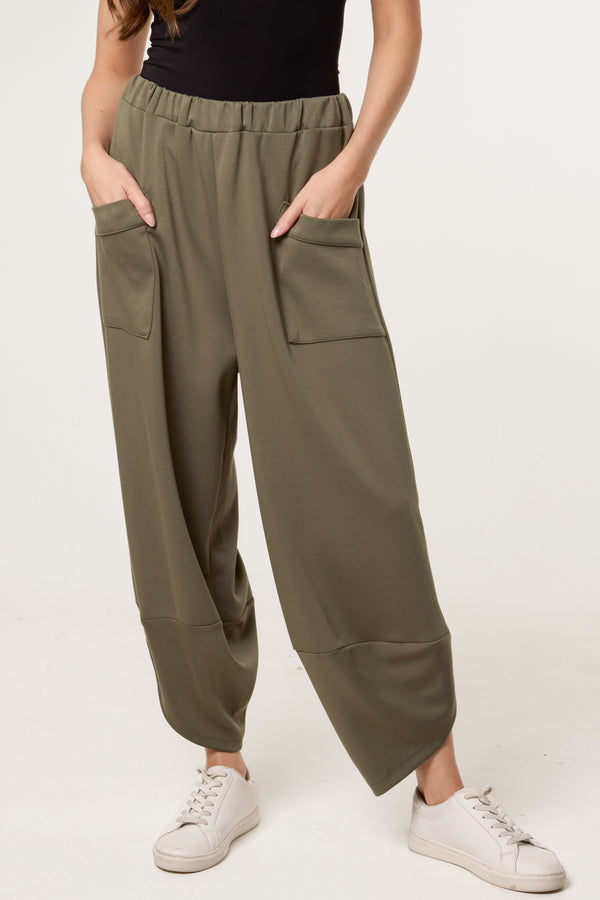 Qed London Barrel Leg Soft Touch Trousers