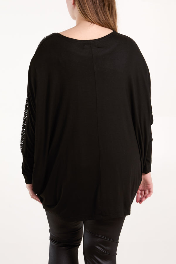 Qed London Batwing Diamante Oversized Top