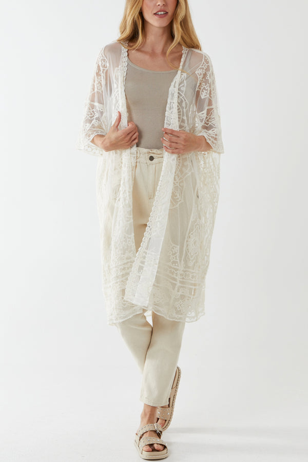 Qed London Batwing Embroidery Detail Kaftan