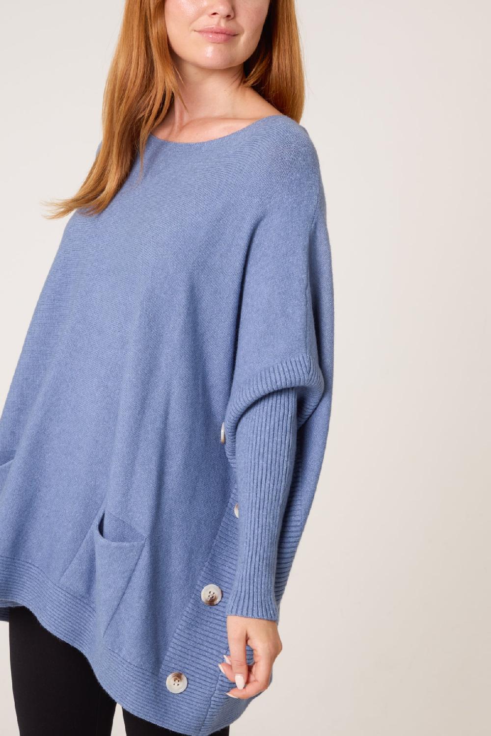 Qed London Batwing Ribbed Sleeve Pocket Jumper
