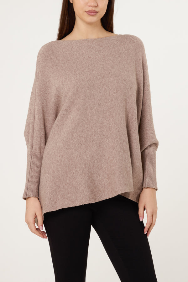 Qed London Batwing Sleeve Ribbed Cuff Jumper