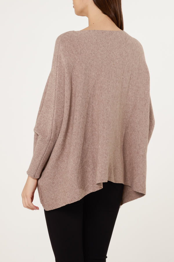 Qed London Batwing Sleeve Ribbed Cuff Jumper