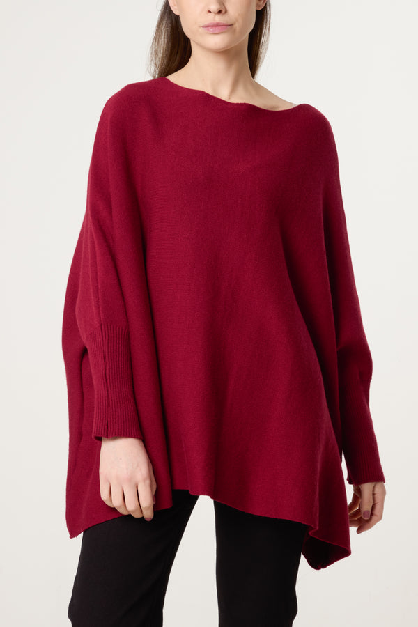 qed london Batwing Sleeve Ribbed Cuff Jumper