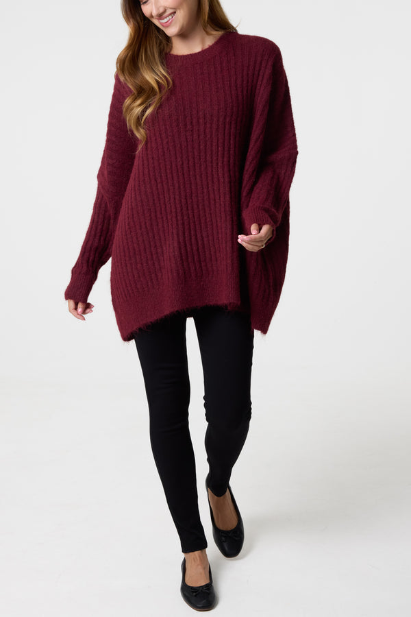 Qed London Batwing Sleeve Ribbed Knit Jumper