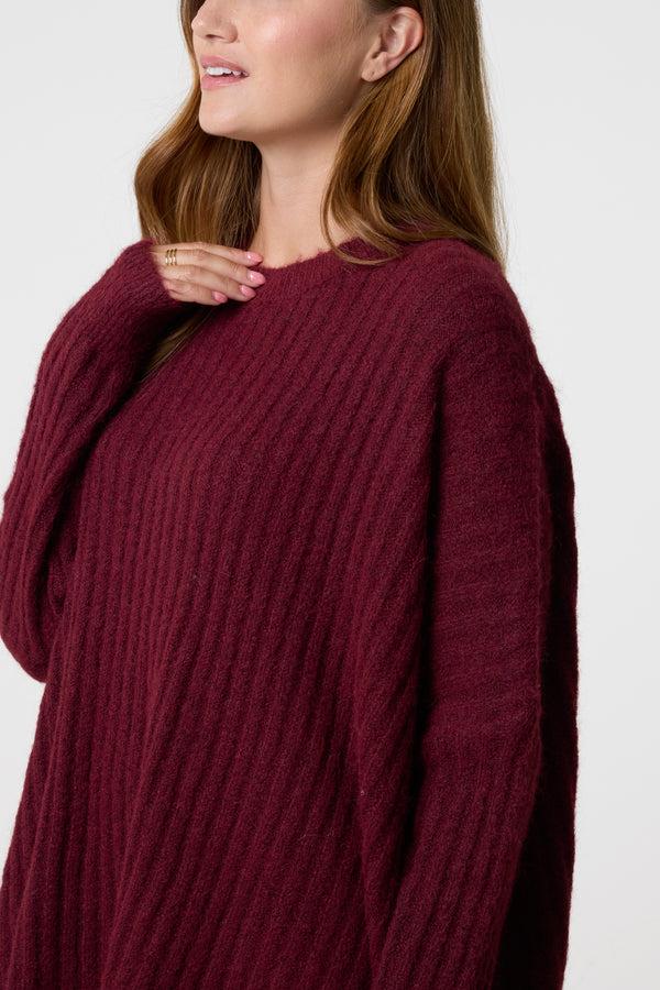 Qed London Batwing Sleeve Ribbed Knit Jumper