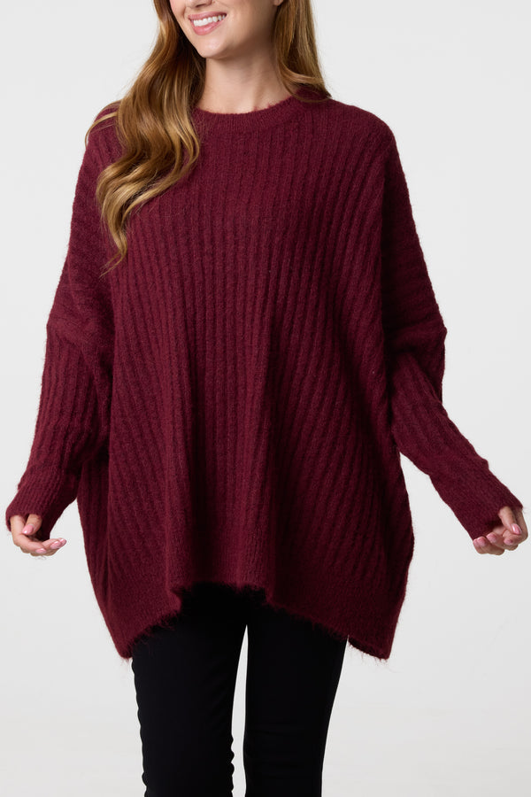 Qed London Batwing Sleeve Ribbed Knit Jumper