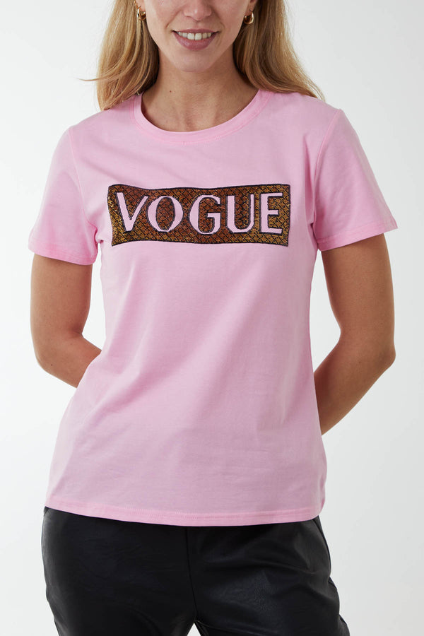qed london Beaded 'Vogue' T-Shirt