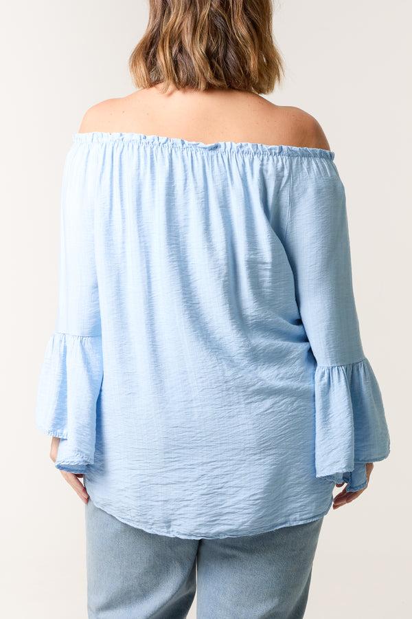 Qed London Bell Sleeve Bardot Top