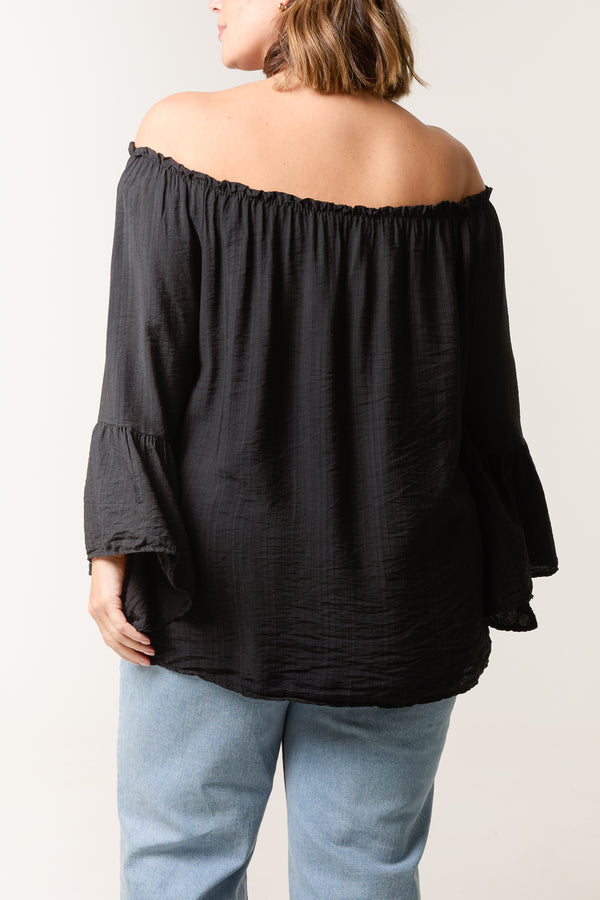 Qed London Bell Sleeve Bardot Top