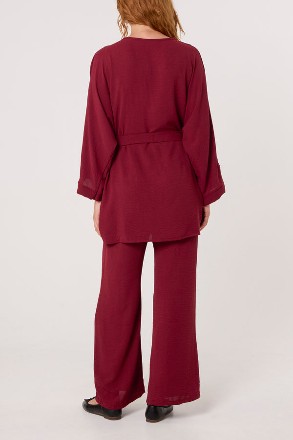 Qed London Belted Blouse & Wide Leg Trouser Set