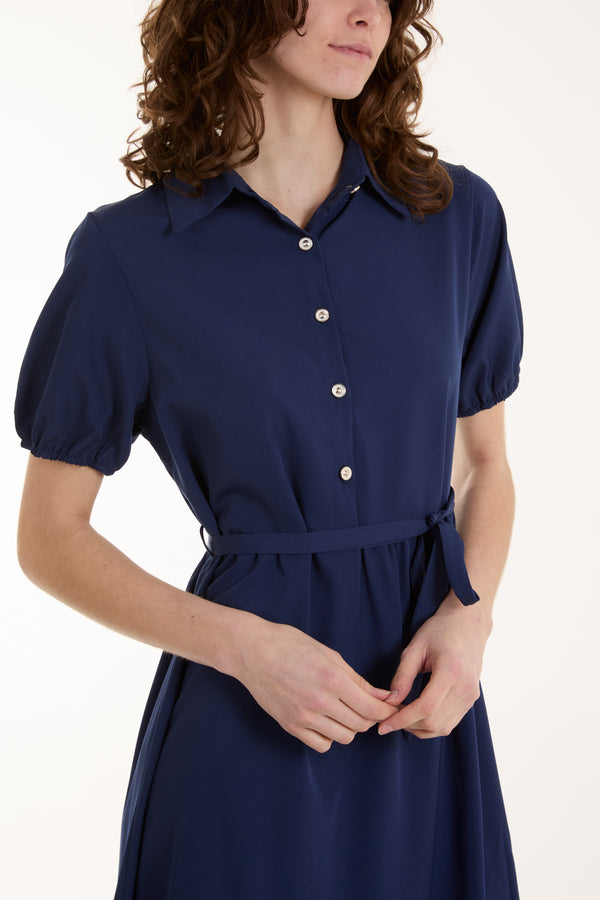 Qed London Belted Button Tiered Maxi Dress