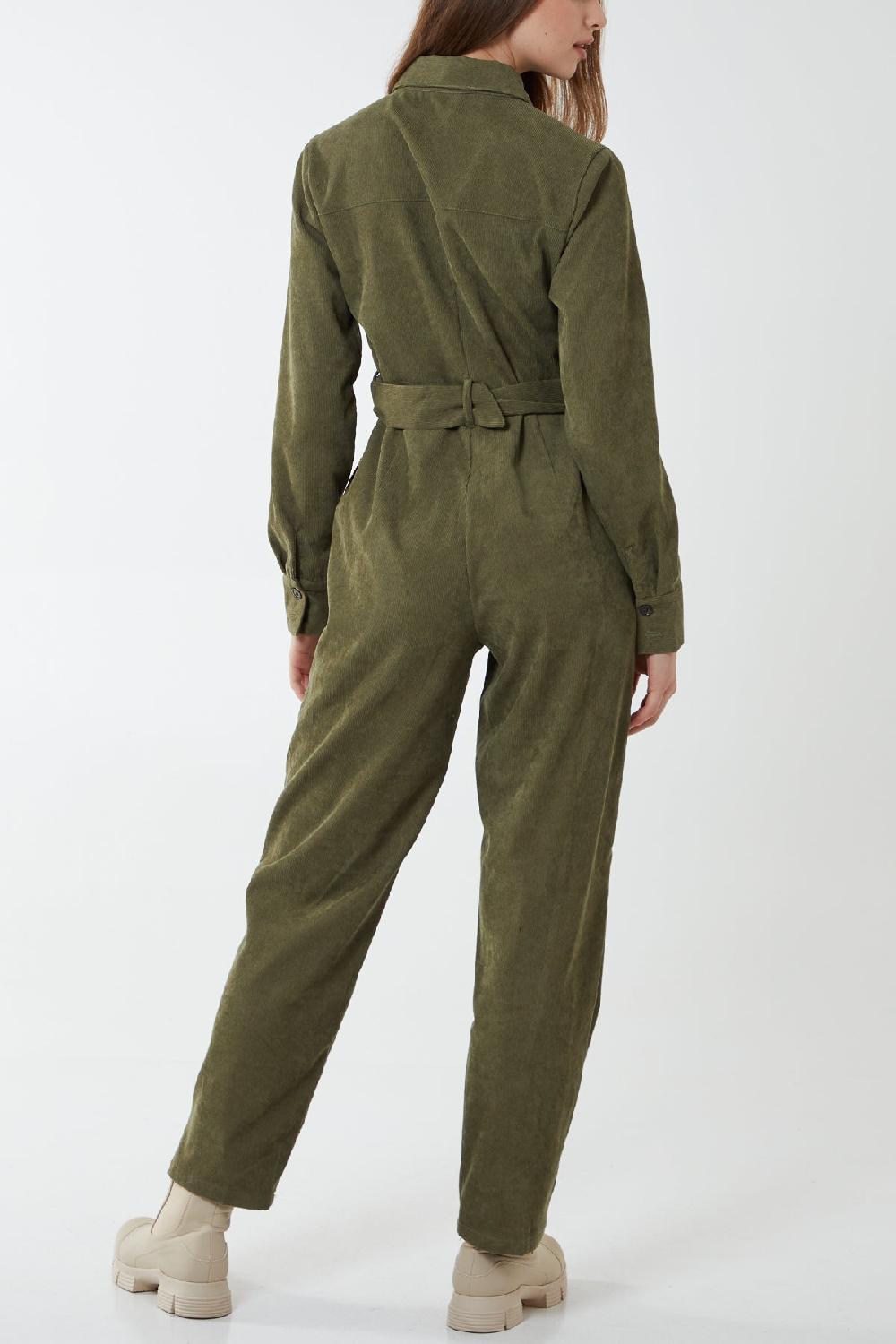 Qed London Belted Cord Boilersuit