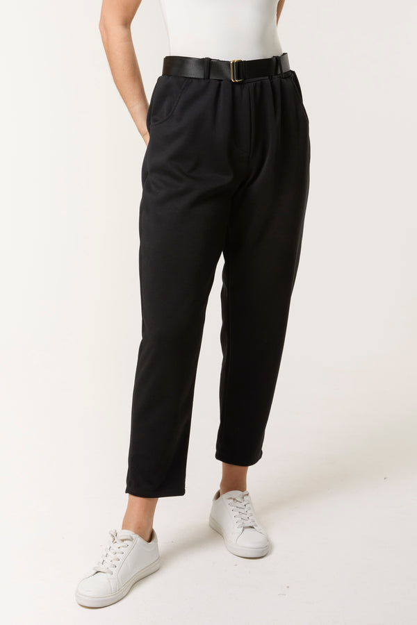 qed london Belted High Waisted Soft Touch Trousers