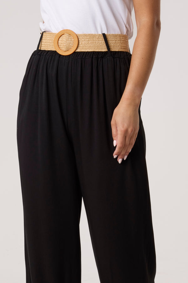 Qed London Belted Soft Touch Wide Leg Trouser