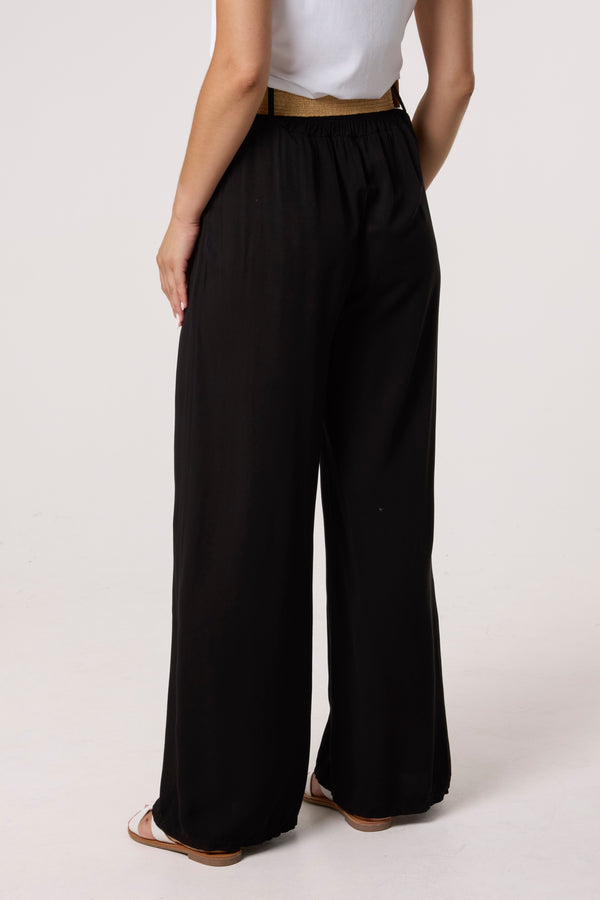 Qed London Belted Soft Touch Wide Leg Trouser