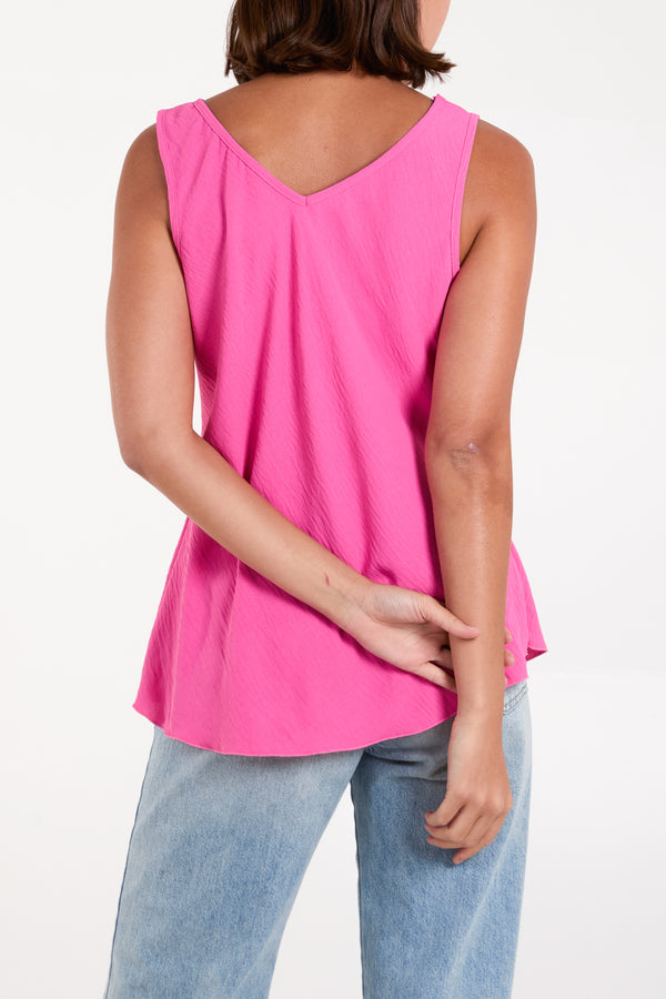 Qed London Bias Cut Double V-Neck Basic Top