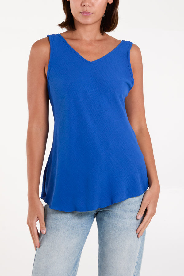Qed London Bias Cut Double V-Neck Basic Top